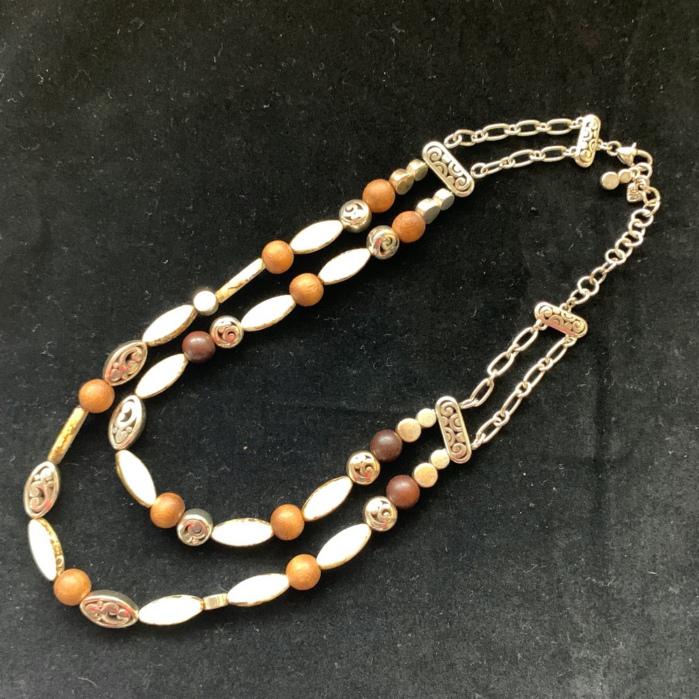 Brighton Brown and White Beaded Necklace